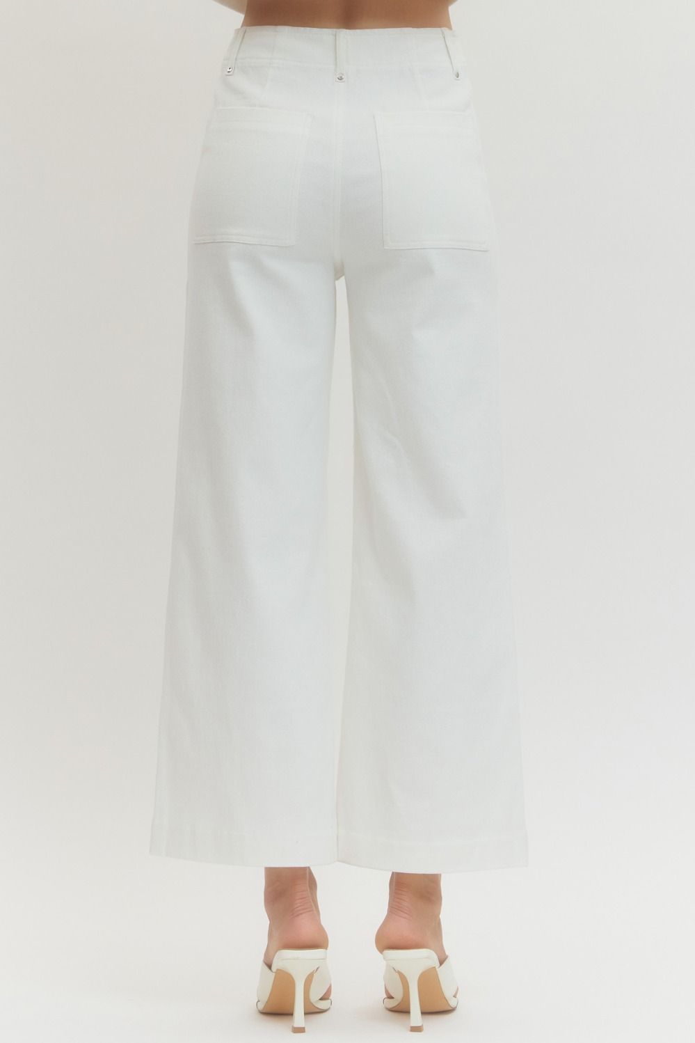 High Rise Seam Detail Wide Leg Pants - Lush Lemon - Women's Clothing - Entro - 29297561687517