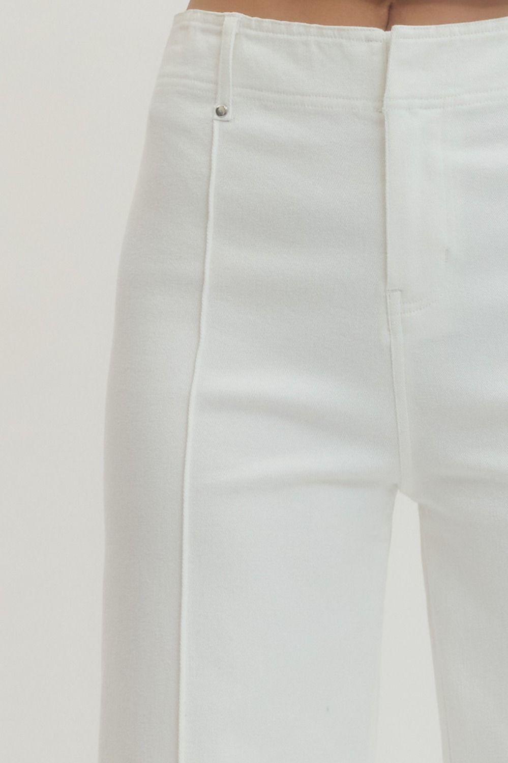 High Rise Seam Detail Wide Leg Pants - Lush Lemon - Women's Clothing - Entro - 29297561687517