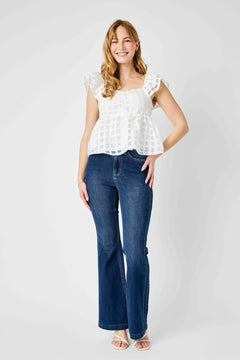 High Waist Angled Side Seam Detail Flare - Lush Lemon - Women&