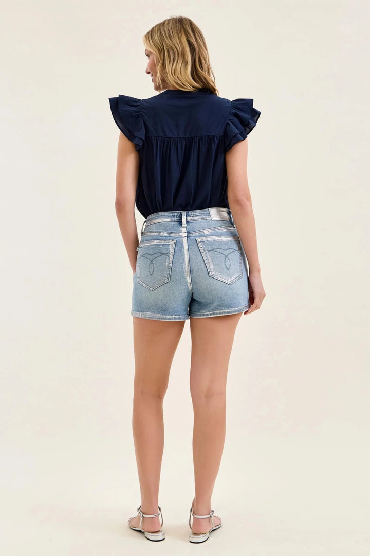 High Waist Foil Seam Denim Short - Lush Lemon - Women's Clothing - Judy Blue - 78112751094045