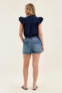 High Waist Star Splatter Denim Short - Lush Lemon - Women&
