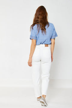 High Waist White Cuffed Jogger - Lush Lemon - Women&