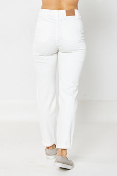 High Waist White Cuffed Jogger - Lush Lemon - Women&