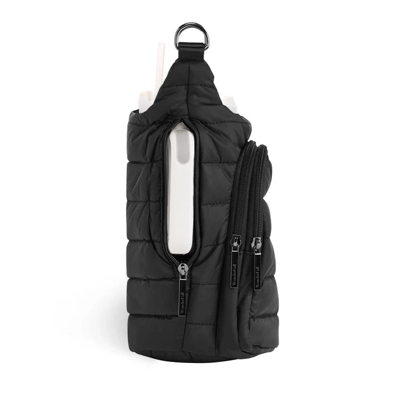 HydroBag® HANDLE™ – Black Matte W/Vegan Leather Trimmed Strap - Lush Lemon - Women's Accessories - WanderFull - 850065653273