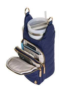 HydroBag® HANDLE™ - Navy Matte W/Solid Vegan Leather Strap - Lush Lemon - Women&