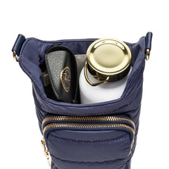 HydroBag® HANDLE™ - Navy Matte W/Solid Vegan Leather Strap - Lush Lemon - Women&