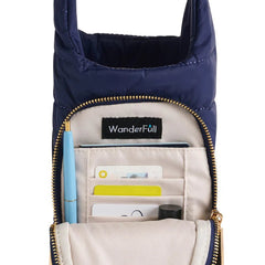 HydroBag® HANDLE™ - Navy Matte W/Solid Vegan Leather Strap - Lush Lemon - Women&