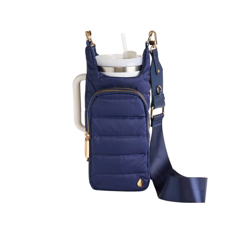 HydroBag® HANDLE™ - Navy Matte W/Solid Vegan Leather Strap - Lush Lemon - Women's Accessories - WanderFull - 850065653310