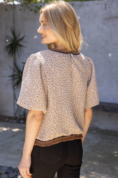 Leopard Knit Puff Sleeve Top - Lush Lemon - Women&