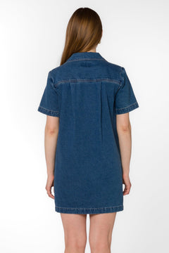 Lia Zip Front Denim Dress - Lush Lemon - Women&