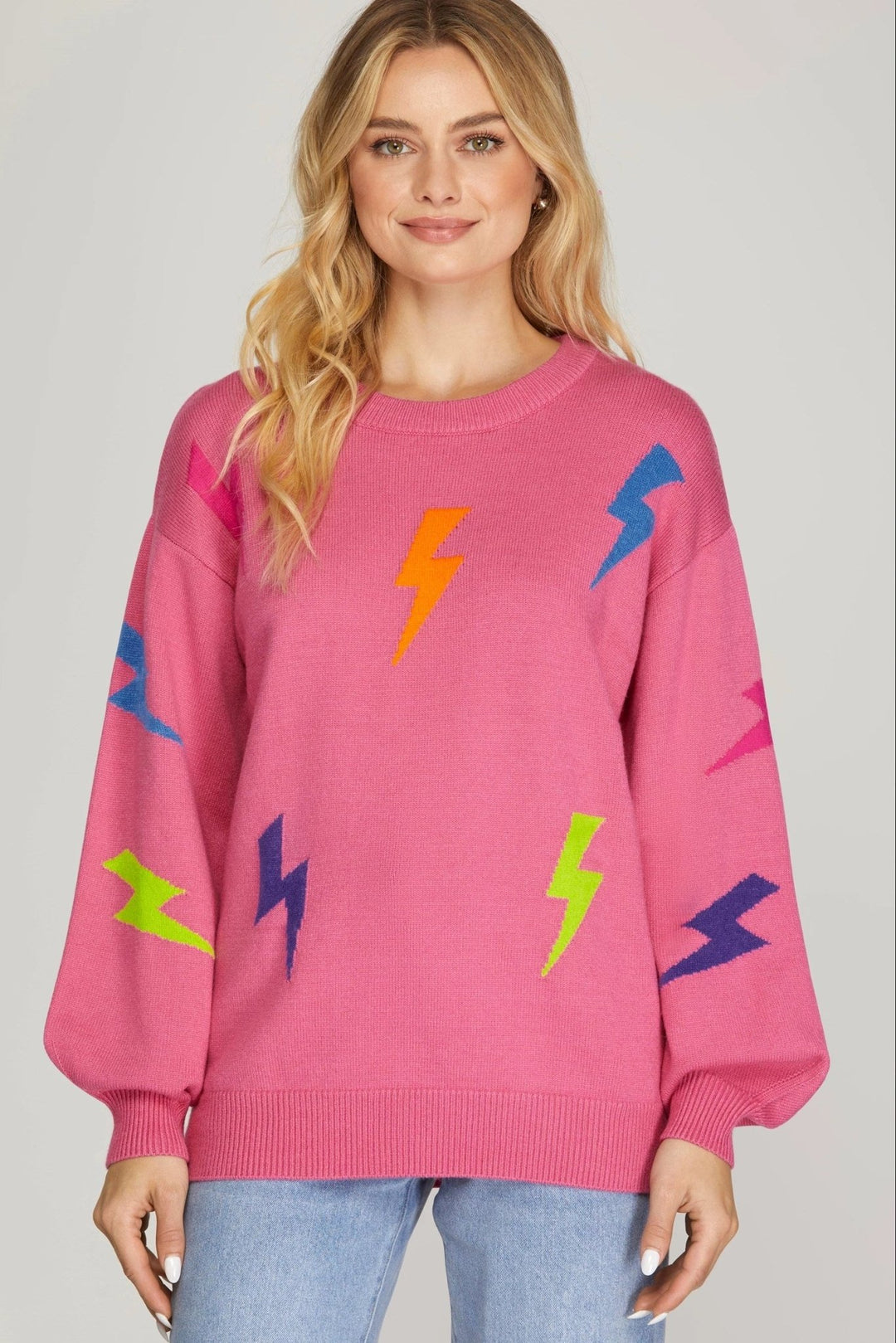Lightning Bolt Sweater Top - Lush Lemon - Women's Clothing - She + Sky - 56977031001565