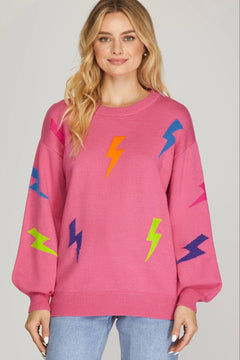 Lightning Bolt Sweater Top - Lush Lemon - Women&