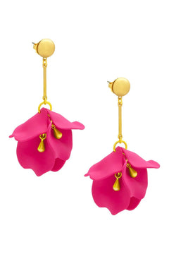 Lily Matte Flower Resin Drop Earring - Lush Lemon - Women&