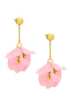 Lily Matte Flower Resin Drop Earring - Lush Lemon - Women&