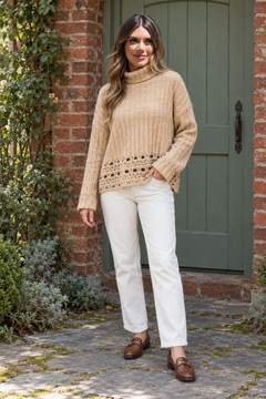 Halona Turtleneck in Camel with the complete garment visible