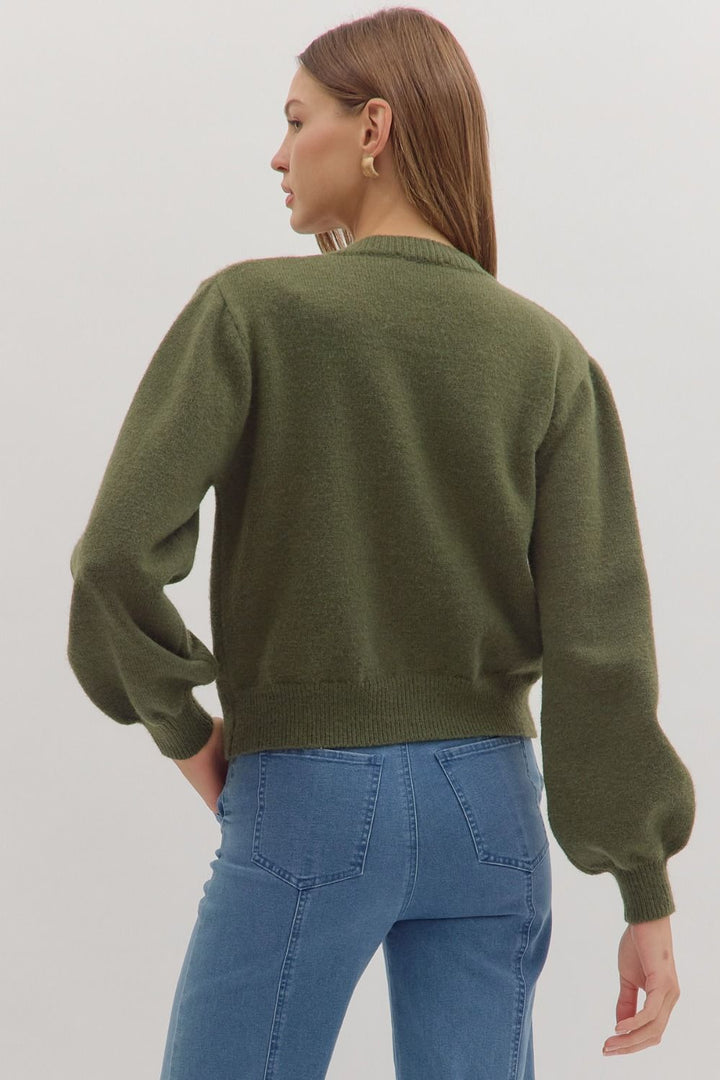 Looped Trim Knit Cardigan W/Button Front - Lush Lemon - Women's Clothing - Entro - 24709651398429