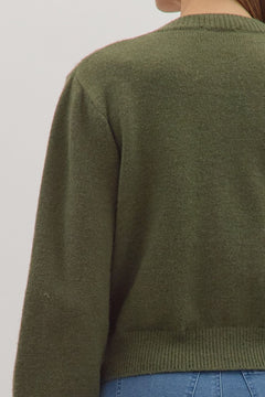 Looped Trim Knit Cardigan W/Button Front - Lush Lemon - Women&