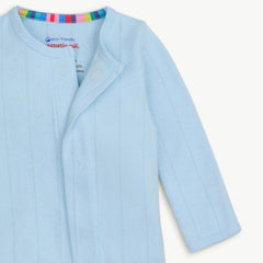 Love Lines Blue Organic Cotton Pointelle Magnetic Footie - Lush Lemon - Children&