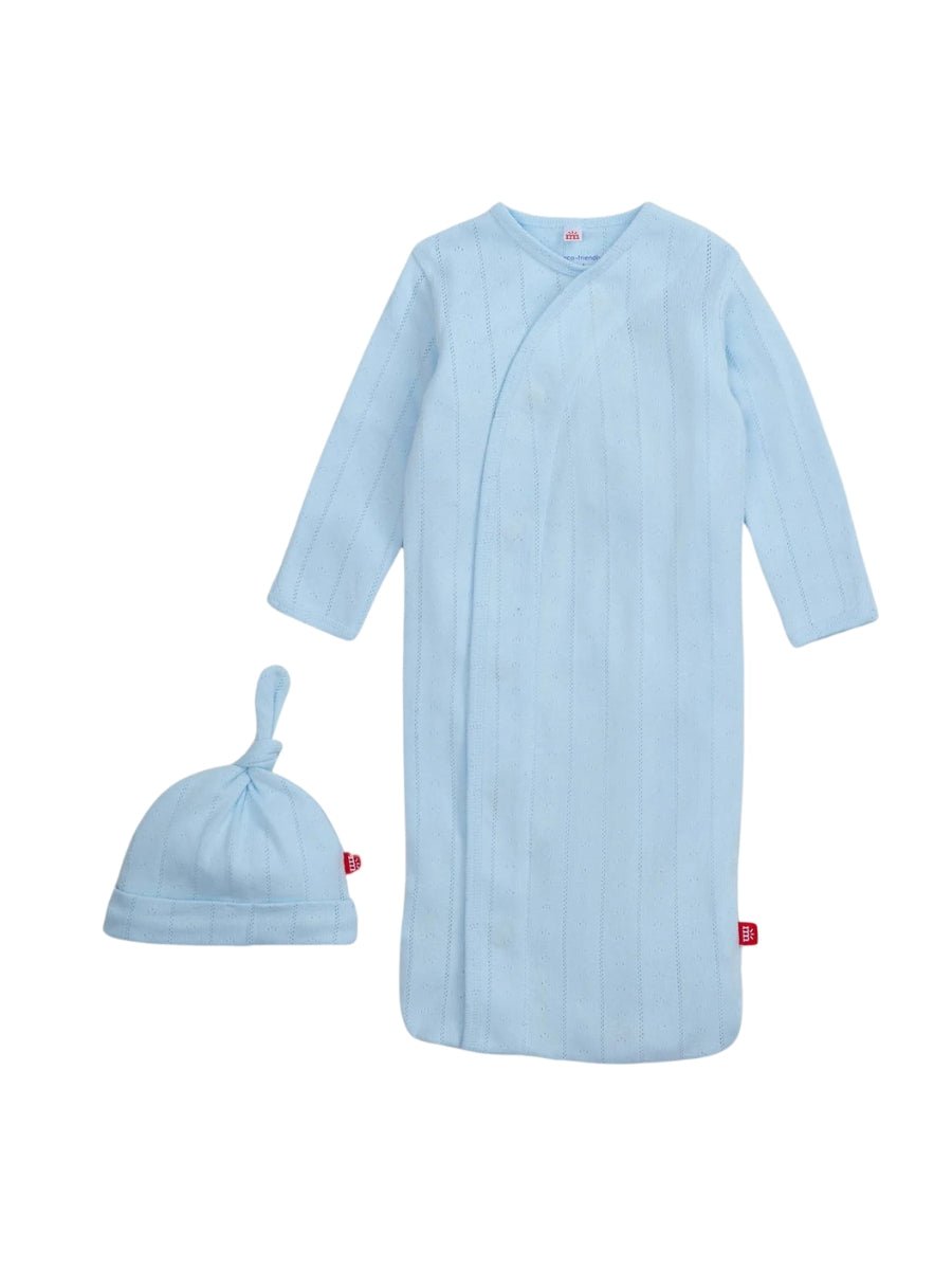 Love Lines Organic Cotton Pointelle Magnetic Gown + Hat Set - Lush Lemon - Children's Clothing - Magnetic Me - 840318764320