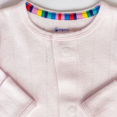 Love Lines Pink Organic Cotton Pointelle Magnetic Footie - Lush Lemon - Children&