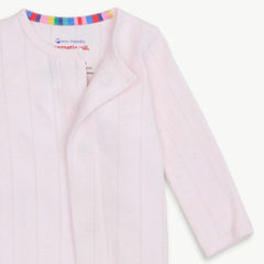Love Lines Pink Organic Cotton Pointelle Magnetic Footie - Lush Lemon - Children&