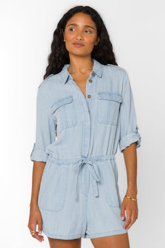 Luba Tencel Utility Romper - Lush Lemon - Women&