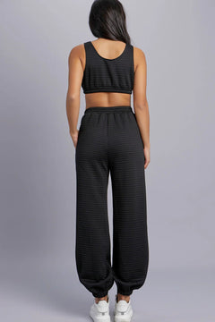 Luxe Texture Sports Bra and Jogger Set - Lush Lemon - Women&