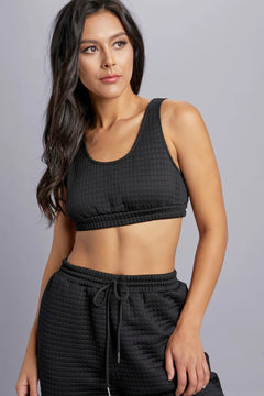 Luxe Texture Sports Bra and Jogger Set - Lush Lemon - Women&