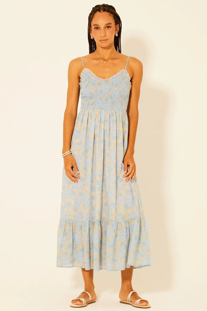 Smocked Floral Ruffle Maxi Dress - Bila 77