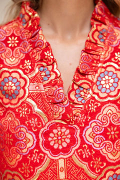 Mandala Jacquard V - Neck Dress - Lush Lemon - Women&