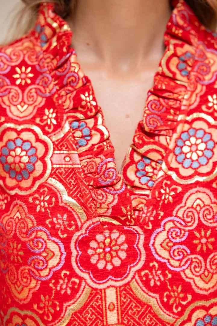 Mandala Jacquard V - Neck Dress - Lush Lemon - Women's Clothing - Voy - 19740941053597