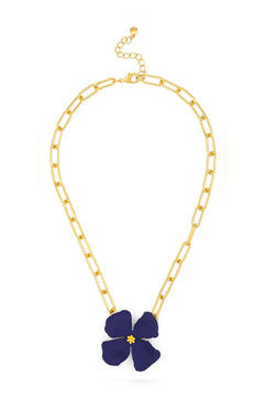 Matte Collar Link Flower Necklace - Lush Lemon - Women&