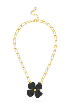 Matte Collar Link Flower Necklace - Lush Lemon - Women&