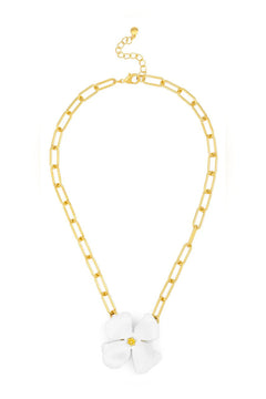 Matte Collar Link Flower Necklace - Lush Lemon - Women&