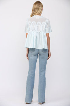 Mesh Appliqué Cotton Top - Lush Lemon - Women&