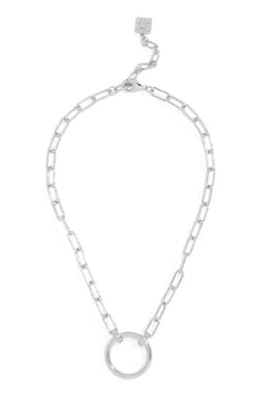 Metal Link Necklace W/Circle Charm - Lush Lemon - Women&