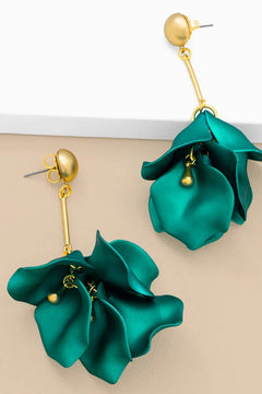 Metallic Resin Petal Drop Earrings - Lush Lemon - Women&
