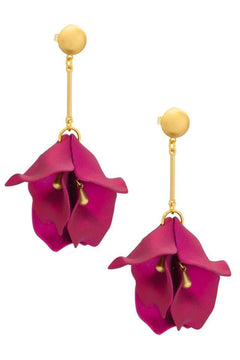 Metallic Resin Petal Drop Earrings - Lush Lemon - Women&