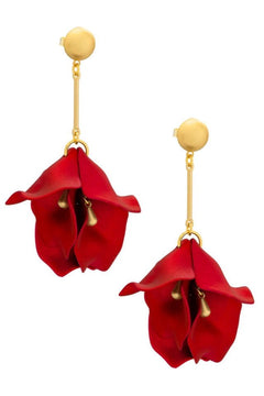 Metallic Resin Petal Drop Earrings - Lush Lemon - Women&
