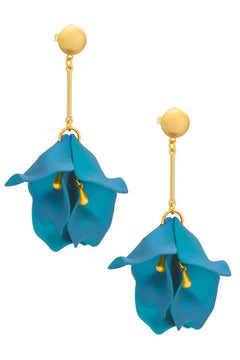 Metallic Resin Petal Drop Earrings - Lush Lemon - Women&