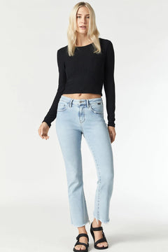Mid Rise Anika Cropped Flare Jeans - Lush Lemon - Women&