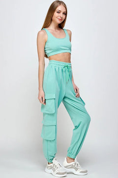 Mint Cargo Crop Set - Lush Lemon - Women&