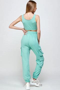Mint Cargo Crop Set - Lush Lemon - Women&