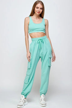 Mint Cargo Crop Set - Lush Lemon - Women&