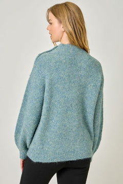 Mock Neck Sparkle Sweater - Lush Lemon - Women&