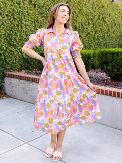 Molly Tiered Midi Dress - Lush Lemon - Women&