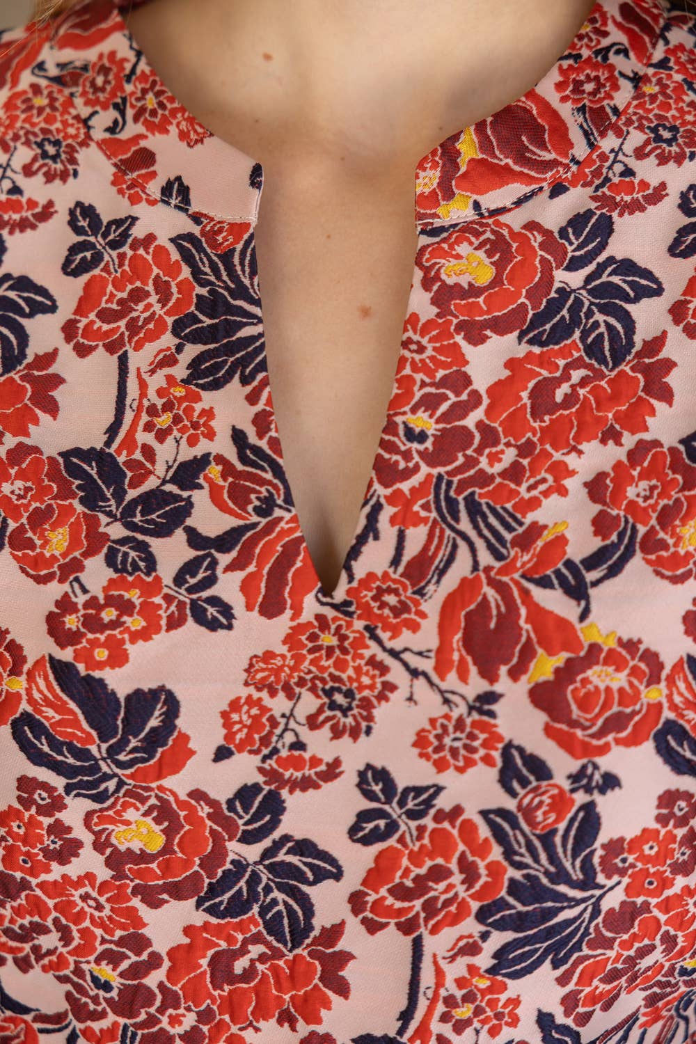 Multi - Color Floral Jacquard Top - Lush Lemon - Women's Clothing - Voy - 16902951003773