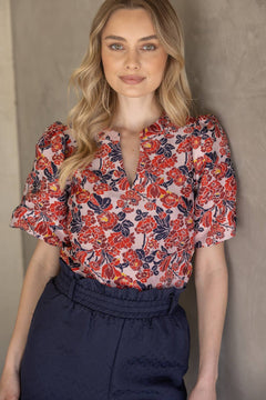 Multi - Color Floral Jacquard Top - Lush Lemon - Women&