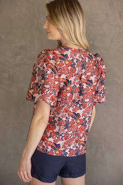 Multi - Color Floral Jacquard Top - Lush Lemon - Women&