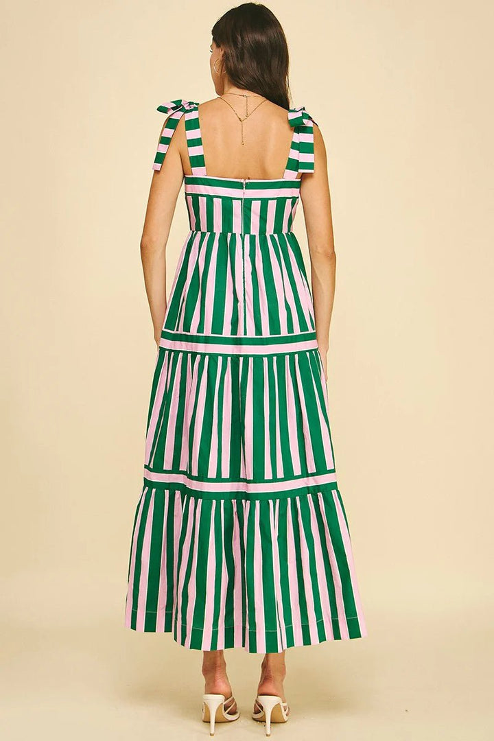 Multi Color Striped Tiered Maxi Dress - Lush Lemon - Women's Clothing - Pinch - 71832031093469